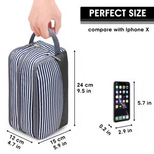 Trousse de toilette de voyage pour <span class=keywords><strong>homme</strong></span>, légère, résistante à l'eau, petite trousse de <span class=keywords><strong>rasage</strong></span>, organiseur de cosmétiques pour salle de bain, rayures bleues - Product Image 5