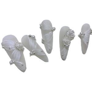 Logotipo personalizado zapatos <span class=keywords><strong>de</strong></span> ballet francés modelo acrílico medio parche <span class=keywords><strong>de</strong></span> <span class=keywords><strong>uñas</strong></span> postizas pegamento nacarado Camelia armadura diseño banda <span class=keywords><strong>de</strong></span> <span class=keywords><strong>uñas</strong></span> artificiales - Product Image 1