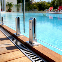 DETECH Edelstahl-Glas-Spigot Rahmenlose Glasbalustrade Bodenmontiert für Balkon Treppe Schwimmbad Hotel Villa Außenbereich