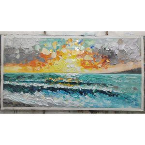 En gros Personnalisé Grand Abstrait 3D Paysage Marin Peinture À L'huile Peint À La Main Toile Mur Art Couteau Photo Maison Mur Décoratif - Product Image 3