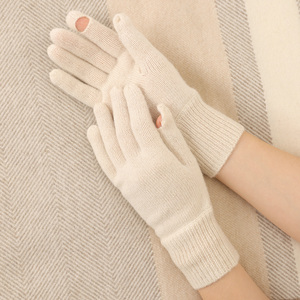 Guantes de invierno de punto liso de lana pura para mujer, guantes y manoplas de Cachemira de lana para mujer - Product Image 3