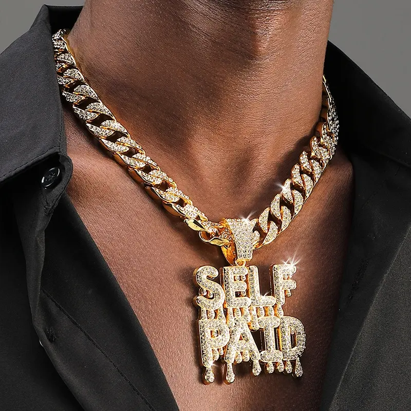 Hot Selling Fashion Hip Hop Stijl Cubaanse Link Chain Diamanten Hanger Ketting Sieraden Voor Mannen