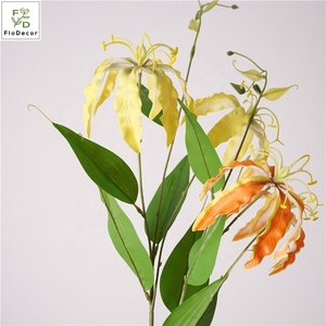 Di alta qualità 74CM popolare 3 teste artificiale vero tocco fiamma giglio bianco arancione per la casa di nozze centro decorazione di disposizione del tavolo - Product Image 2