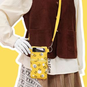 Customizable <b>Mini</b> Crossbody Canvas <b>Tote</b> <b>Bag</b> with Zipper Closure Interlayer Fashionable Cute Design for Mobile Phone Gift Walk - Product Image 1