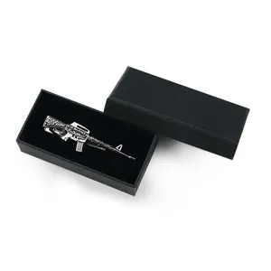 Clip di cravatta per pistola di alta qualità all'ingrosso in fabbrica regali di fermacravatta in metallo placcato argento per uomo - Product Image 5