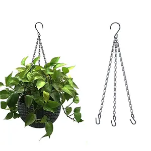 Nhựa Treo Giỏ nhỏ s-hook 3-in-1 màu đen PP Chậu hoa kim loại treo chuỗi