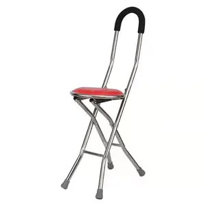 Koltuk ile yaşlı kamışı paslanmaz çelik kamışı katlanır sandalye baston açık spor yaşlı için sandalye ile