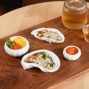 Plats en céramique de fruits de mer blancs Offre Spéciale Assiette créative en forme d'oursin rond pour technique gravée de restaurant et d'hôtel - Product Image 5