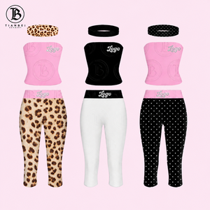 Conjunto de 2 Piezas de Ropa de <span class=keywords><strong>Verano</strong></span> para <span class=keywords><strong>Mujer</strong></span>, Top Corto con Estampado de Lunares Y2K con Logotipo Personalizado y <span class=keywords><strong>Pantalones</strong></span> Capri Plegables, Conjunto de Dos Piezas para Descansar - Product Image 1