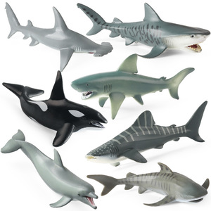 yxs Juguete de simulación sólida de vida marina para niños, con diseños de tiburón, delfín, tigre, ballena, foca y tiburón de dos lunas - Product Image 5
