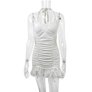Nuevo Vestido de Verano <span class=keywords><strong>para</strong></span> Mujer, Escote Profundo en V, Estilo Halter, Sexy, Plisado, Estilo Coreano, <span class=keywords><strong>para</strong></span> la Playa - Product Image 4