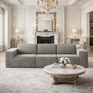 Divano Componibile Moderno con Funzioni Reclinabili <span class=keywords><strong>e</strong></span> Convertibili, Letto Trasformabile, Cuscini Morbidi per Soggiorno, Set Divano Modulare in Tessuto <span class=keywords><strong>Grigio</strong></span> - Product Image 3