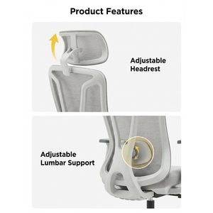 Silla de Oficina de Respaldo Alto a Precio Económico, Silla Gris de Malla en Oferta para Oficina de Estilo Moderno - Product Image 3