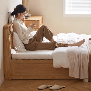 Nhật Bản hiện đại đơn giản rắn gỗ sồi Giường đa chức năng đôi lưu trữ giường cho căn hộ nhỏ - Product Image 4