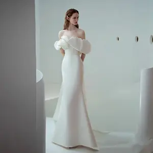 Vestido de boda ligero de un hombro para novia, novedad, primavera y verano, satén francés, Reunión Anual, 2022
