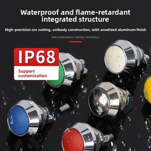 Interruptor de botón pulsador esférico de 12 mm, de dos terminales, auto-rearmable, impermeable IP65, niquelado, de latón Super <span class=keywords><strong>Thunder</strong></span> para aplicaciones automáticas - Product Image 4
