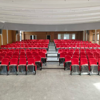 Chaise de salle de conférence scolaire avec dossier en plastique personnalisable au design moderne, structure métallique et tablette d'écriture pliable
