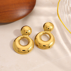 Geometric Hoop <b>Earrings</b> 18k <b>Gold</b> Plated Stainless Steel Stud <b>Earrings</b> Fashion <b>Dangle</b> <b>Earrings</b> - Product Image 3