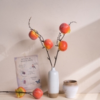 MW65402 Branche de kaki artificielle Simulation réaliste de fruits Tiges de kaki orange pour Thanksgiving Harvest Home Office Decor