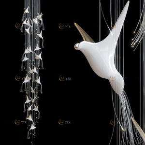 Lampadario Moderno in Ceramica a Forma di <span class=keywords><strong>Rondine</strong></span> per Lobby di Hotel e Sale da Pranzo, Lampada a Sospensione Artistica in Vetro - Product Image 3