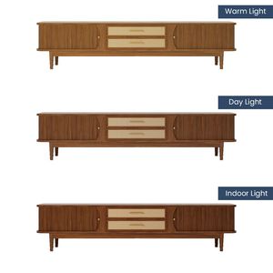 AJUNION Mobilier de salon moderne Meuble <span class=keywords><strong>TV</strong></span> en bois noyer Tiroirs en rotin tissé Portes roulantes Meuble <span class=keywords><strong>TV</strong></span> Unité <span class=keywords><strong>TV</strong></span> - Product Image 6