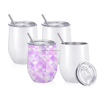 Gobelet à vin de sublimation blanc de 12oz en acier inoxydable tasse à vin isolée sous vide à double paroi tasse à café avec couvercle