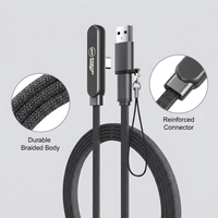 Kabel Pengisian Cepat A+C ke Tipe C dengan Logo LED Kustom, Kabel USB a ke Tipe C Dual Input untuk Pengisian Universal