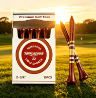 Support de tee de golf en bois rayé en bambou personnalisé avec marqueur de 20 mm et sac transparent avec logo personnalisé