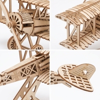 Hamaileon – Puzzle 3D en bois gravé durable, biplan, à assembler soi-même, avion de chasse moderne, cadeau éducatif unisexe