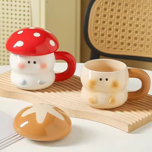 Tasse à café en céramique peinte à la main de grande capacité avec poignée et couvercle Personnalité Cadeau d'<span class=keywords><strong>anniversaire</strong></span> Tasse à eau - Product Image 4