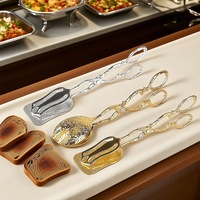 Vente en gros Rétro Pince alimentaire durable gravée Barbecue Buffet Repas Pince à pain Métal en alliage de zinc Pince ciseaux pour salade alimentaire
