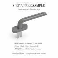 Poignée espagnolette ovale en aluminium pour fenêtre, ouverture extérieure, base 30x76,5mm, quatre trous de fixation, broche à fourche 20, chambre, salle de bain, hôtel