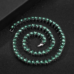 Chaîne de tennis hip-hop 5 mm verte, chaîne de tennis <span class=keywords><strong>en</strong></span> alliage à rangée unique, collier pour hommes et femmes, bijoux polyvalents, cadeau - Product Image 6