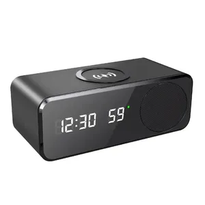 LED digital alarm clock speaker wireless charger 4 in 1 multi functional audio player Voice Control Electronic Desk Clocks