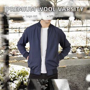 เสื้อแจ็คเก็ตเบสบอลวิทยาลัยคุณภาพพรีเมียมสำหรับผู้ชาย ฤดูหนาว แบบซิป คอตั้ง ผ้าโพลีเอสเตอร์/ไนลอน สั่งทำพิเศษ ผลิตในปากีสถาน - Product Image 2