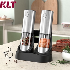 Rechargeable Electric Multi Functional Automatic Stainless Steel <b>Pepper</b> and Salt <b>Grinder</b> Set with Charging Base - Product Image 1