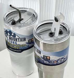 Tasse thermos magique en acier inoxydable avec paille, glace, café, bouteille isolée sous vide, voiture, voyage, extérieur, W23-401 - Product Image 5