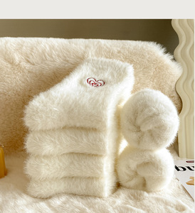 Winter Women's Embroidered Fluffy <strong>Socks</strong> Coral Fleece Floor Thick <strong>Warm</strong> Sleep Crew Anti-Slip With Body/Cuff Logo - Product Image 5