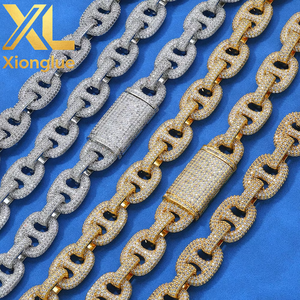 Hot Selling Fashion Jewelry 12mm <b>Iced</b> <b>Out</b> Zircon Chunky Gold Plated Baguette Cuban Link <b>Chain</b> Necklace - Product Image 3