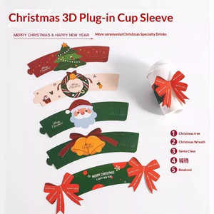Manchon de tasse de Noël 3D jetable de forme spéciale, étiquette de tasse festive de Noël et du Nouvel An avec impression - Product Image 5