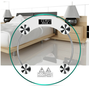 33cm Round Electronic Scale Portable Home Body Weight & Fat <b>Measuring</b> Scale Tempered <b>Glass</b> Health Monitor - Product Image 3
