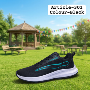 Baskets noires respirantes à lacets, amortissantes, antidérapantes, à bout rond, pour la marche et le sport décontracté - Product Image 3