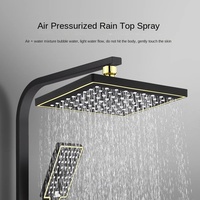 Ensemble de douche mural TONUA TH-005 de style européen, à poignée unique, pressurisé, en laiton noir, avec jet doux, valve en céramique, finition chromée