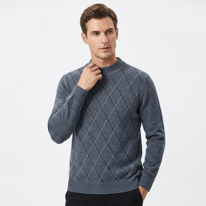 Pull tricoté à motif uni pour homme, col rond, manches longues, hiver, acrylique, anti-boulochage, respirant, séchage rapide, standard - Product Image 1