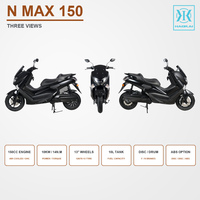 Scooter à essence sport 150cc, refroidissement par air, moteur 10 kW, double amortisseur arrière, frein à disque avant, poignée arrière, fournisseur en gros