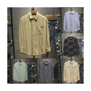 Manufacturers direct wholesale fashion casual men's long sleeve shirt retailers special men's classic printed youth slim shirt