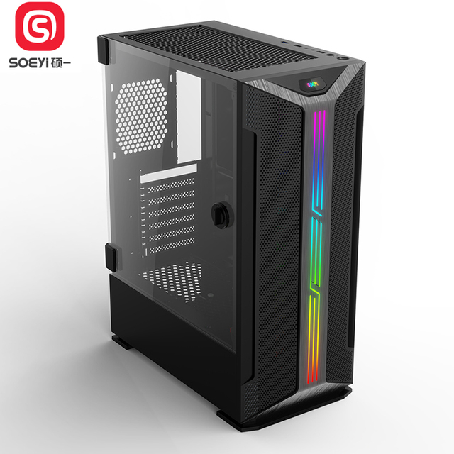 Hot Selling Bulk Package Computer Parts and Accessories Economical Spcc Black Coating New ATX Computer Desktop PC Case
