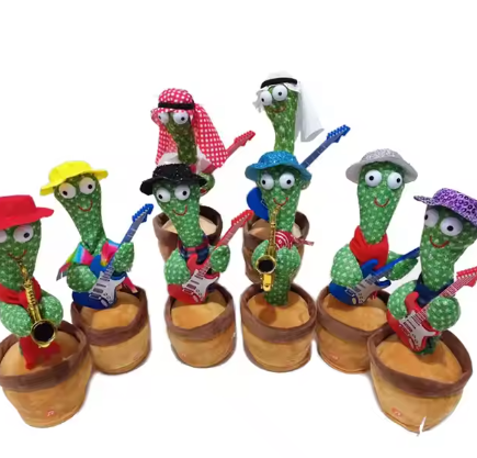Hot Selling Cactus Toys LED Lighting Will Sing & Dance Funny Kids Gifts Multiple Languages OEM/ODM Novelty & Gag Plush Toys