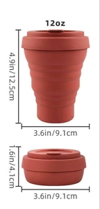 12oz Portable Foldable Silicone Coffee <b>Cup</b>, <b>Reusable</b> BPA-Free Travel Mug with Lid - Product Image 3