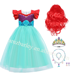 <span class=keywords><strong>Robe</strong></span> <span class=keywords><strong>de</strong></span> princesse <span class=keywords><strong>petite</strong></span> sirène <span class=keywords><strong>Ariel</strong></span> pour petites filles, robes d'été à manches bouffantes en coton pour enfants, Service OEM - Product Image 1